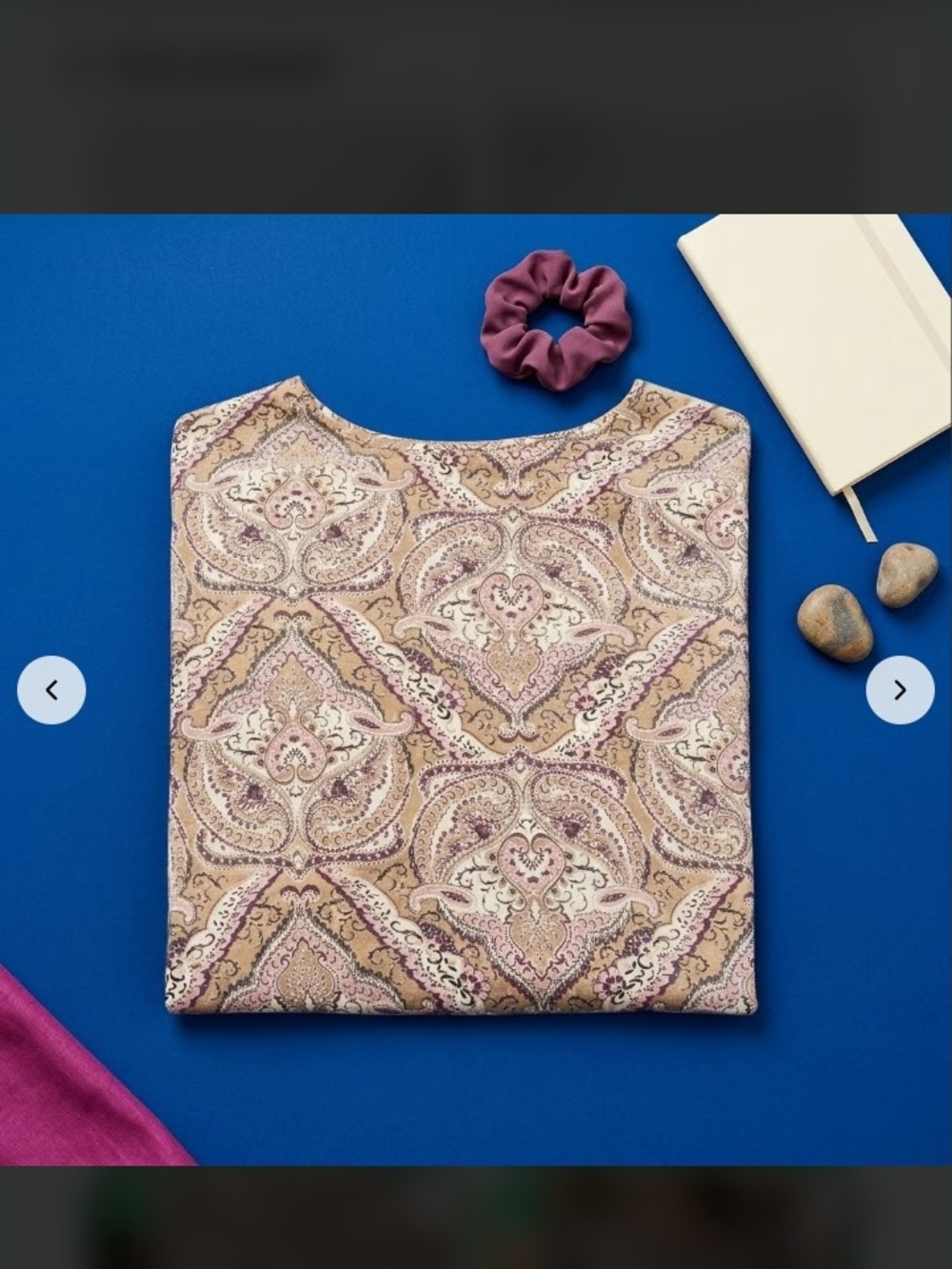 croft & barrow Paisley Boatneck Top in Mauve and Beige